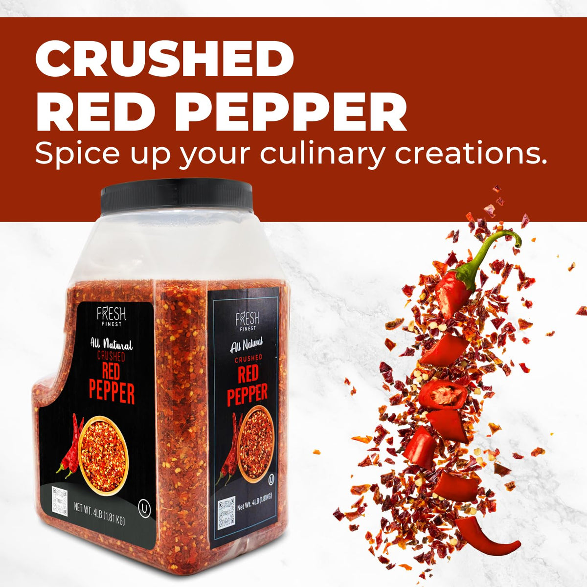 Fresh Finest Bulk 4lb Crushed Red Pepper Flakes – Kosher Spice for Pizza & Cooking