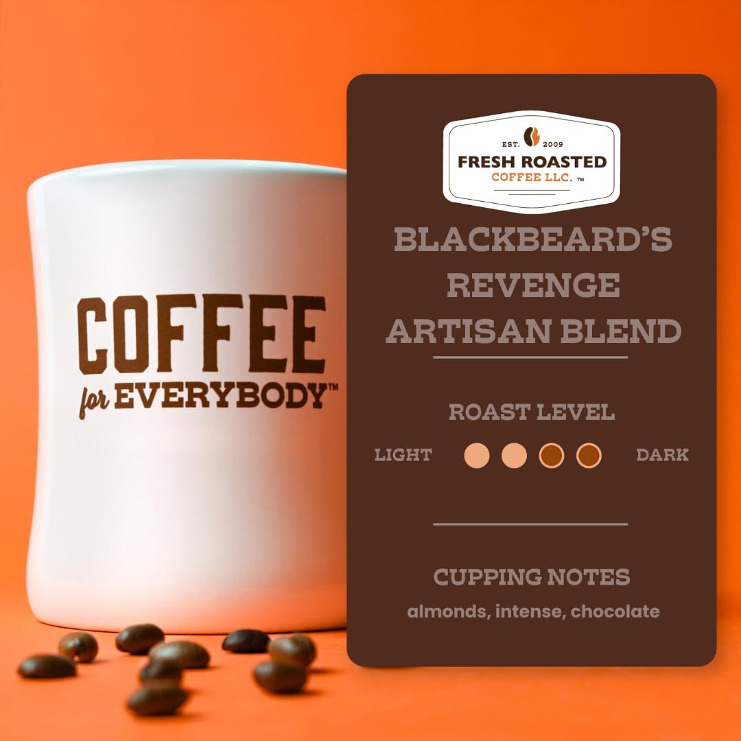 Fresh Roasted Coffee Blackbeard's Revenge Whole Bean Coffee — Medium Roast, 2 lb, Kosher