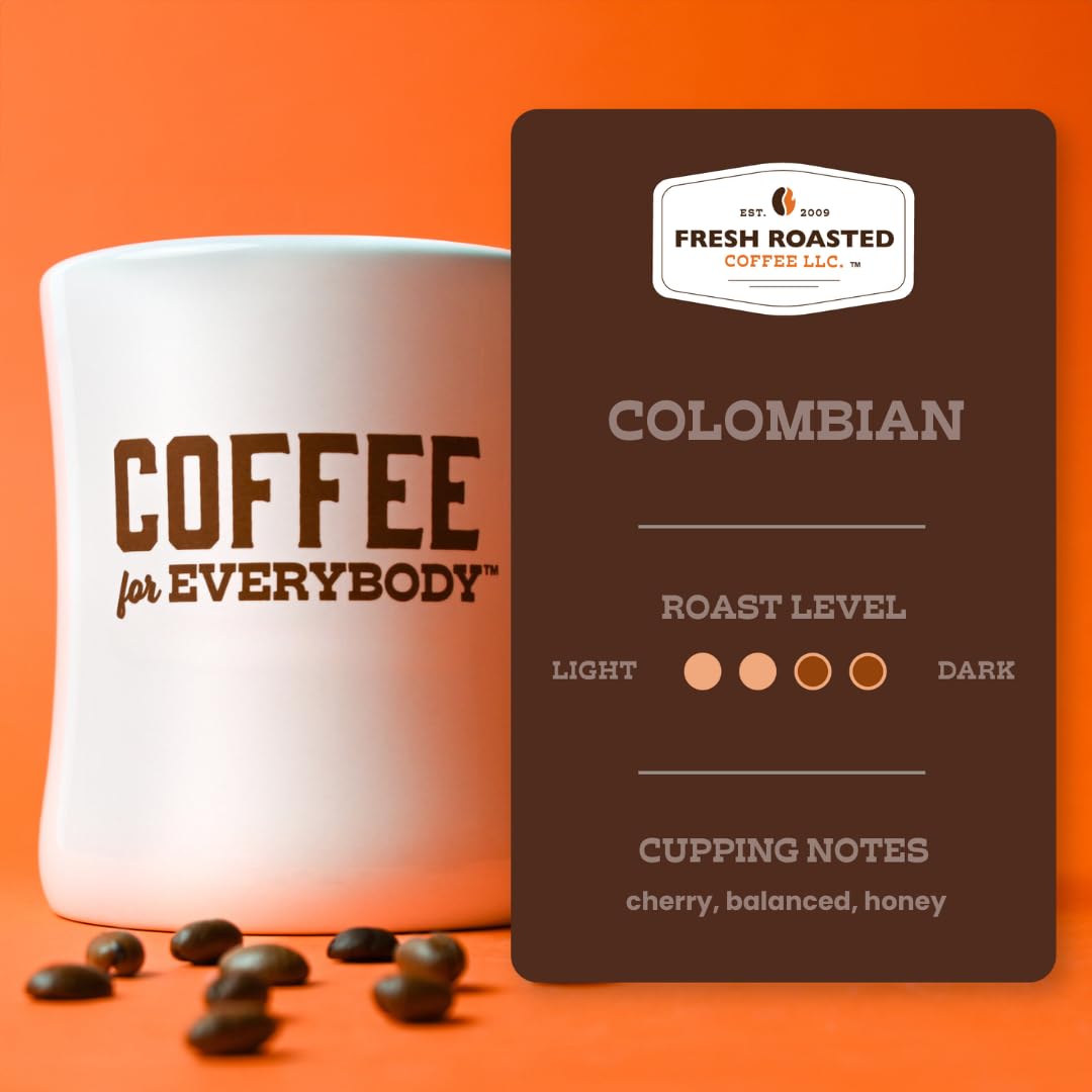 Fresh Roasted Coffee - 100% Colombian Whole Bean, 2 lb, Medium Roast, Kosher