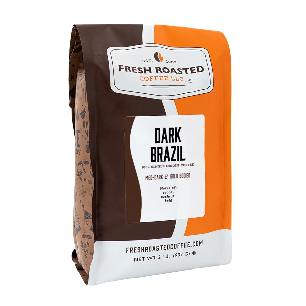 Fresh Roasted Coffee Dark Brazil – 2 lb Whole Bean Med-Dark Kosher