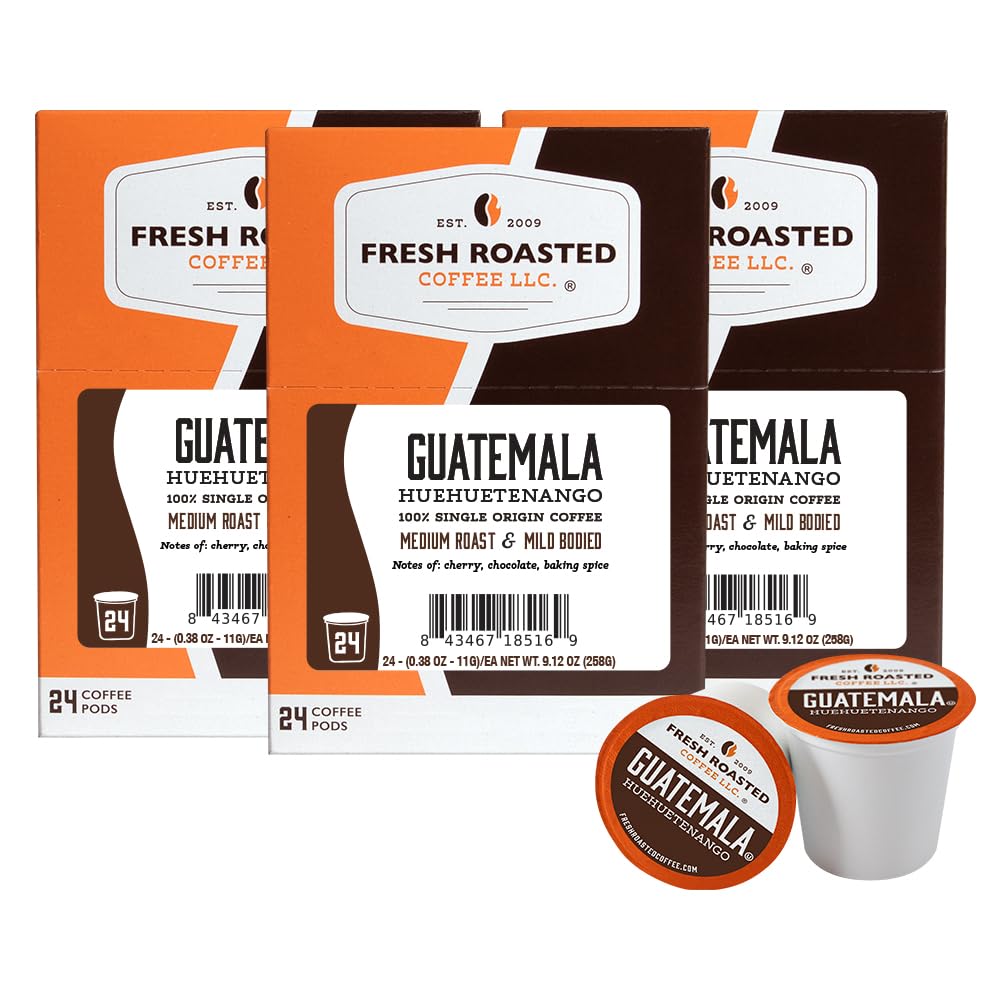 Fresh Roasted Coffee Guatemala Huehuetenango – Medium Roast Pods for K-Cup Brewers (72-Count)