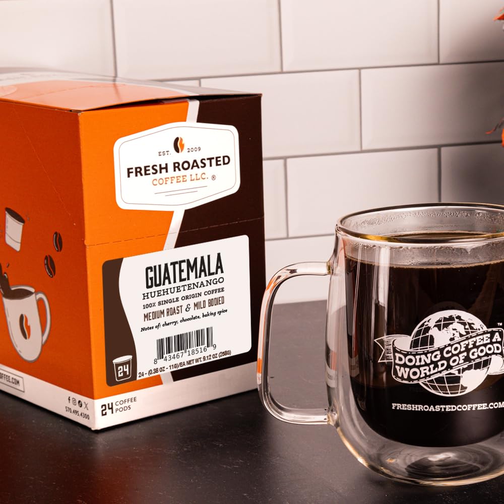 Fresh Roasted Coffee Guatemala Huehuetenango – Medium Roast Pods for K-Cup Brewers (72-Count)