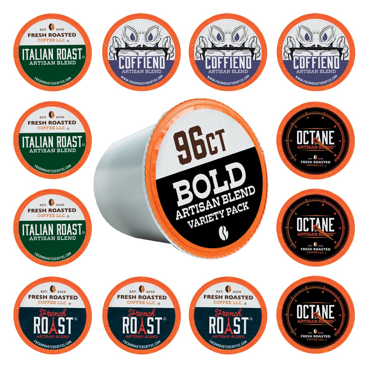 Fresh Roasted Coffee Bold Artisan Blend Variety Pack — 96 K-Cup Compatible Pods