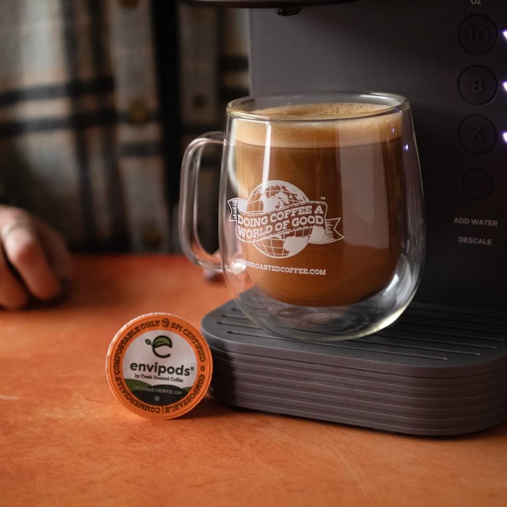 Fresh Roasted Coffee USDA Organic Peru Half Caf Envipods — Water-Processed, 72 Count K-Cup Pods