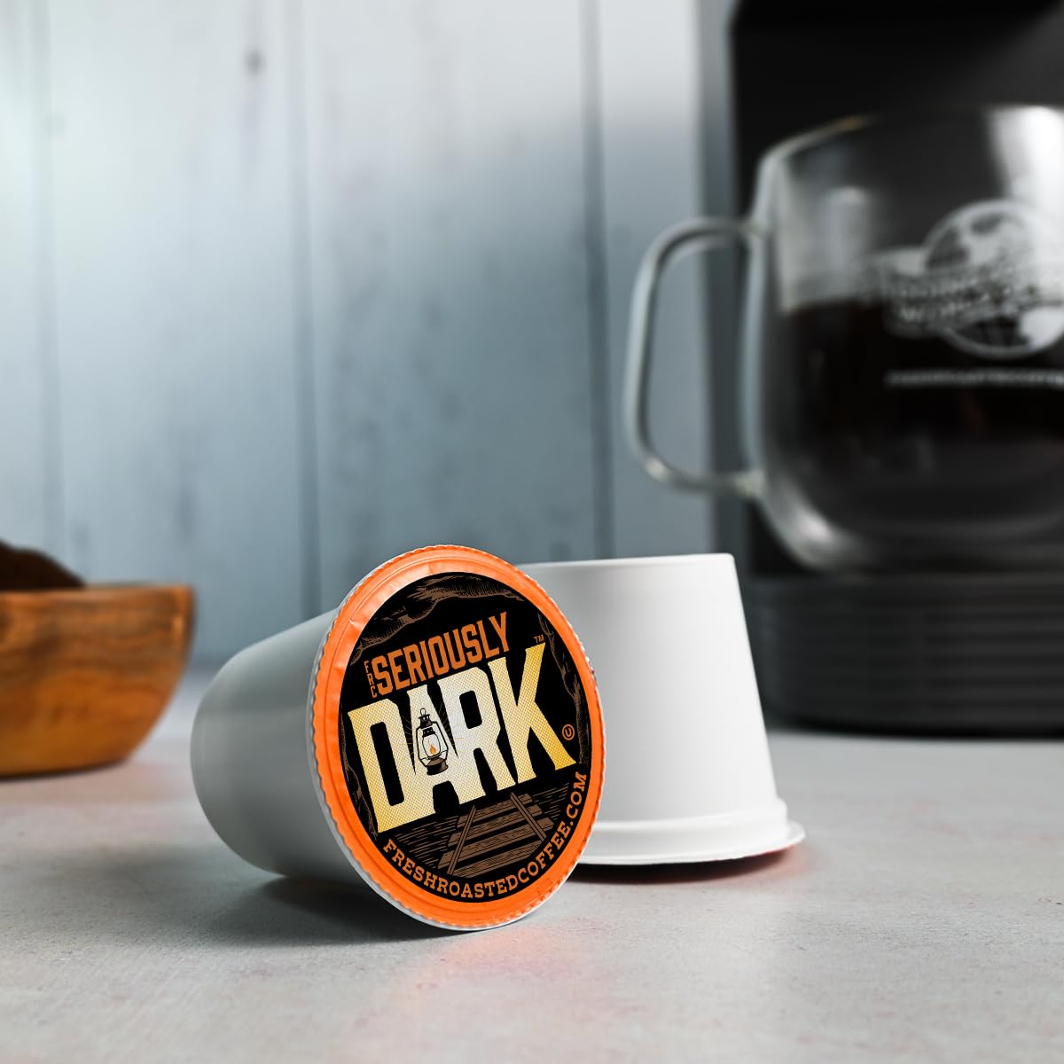 Fresh Roasted Coffee Seriously Dark Artisan Blend Pods for K-Cup Brewers – 96 Count