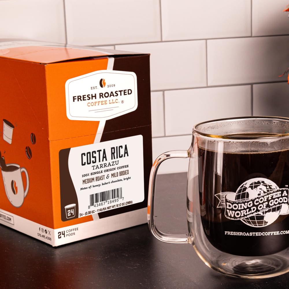 Fresh Roasted Coffee Tarrazu Costa Rica — Medium Roast Pods for K-Cups (72 Count)