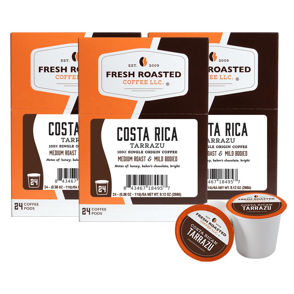 Fresh Roasted Coffee Tarrazu Costa Rica — Medium Roast Pods for K-Cups (72 Count)