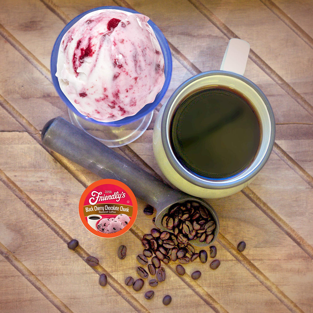 Friendly's Cherry Chocolate Ice Cream Flavored Coffee Pods for Keurig K-Cup Brewers — Black Cherry Chocolate Chunk, 40 Count