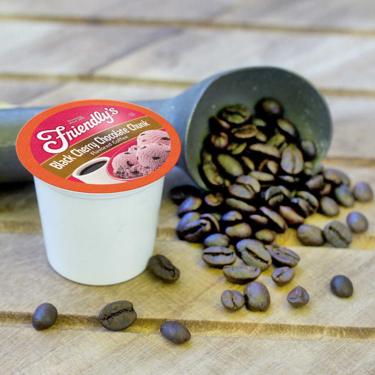 Friendly's Cherry Chocolate Ice Cream Flavored Coffee Pods for Keurig K-Cup Brewers — Black Cherry Chocolate Chunk, 40 Count
