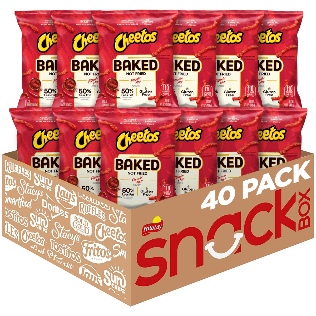 Frito Lay Baked Cheetos Crunchy Flamin' Hot – 0.87 oz Pack of 40