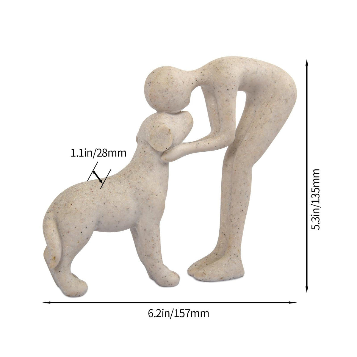 FriyGardcn Abstract Person and Dog Head-to-Head Figurine Sandstone