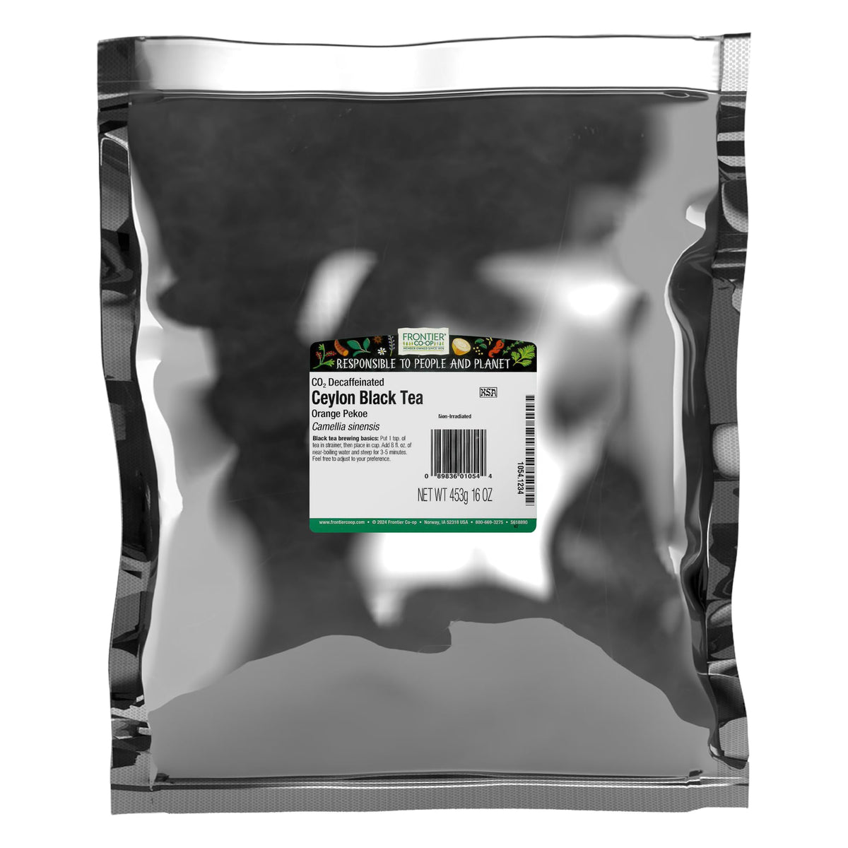 Frontier Co-op Ceylon Decaf (Broken Orange Pekoe) – Kosher | 1 lb Bulk Bag