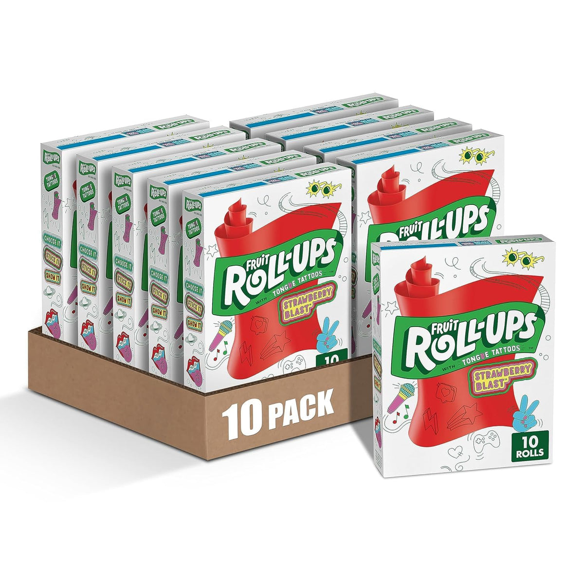 Fruit Roll-Ups Strawberry Blast Fruit Flavored Snacks – 10 ct, 5 oz (Pack of 10)