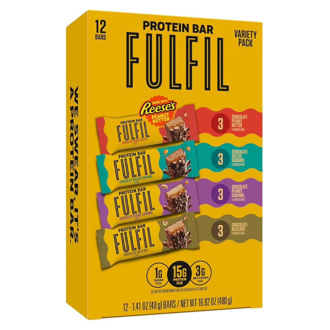 FULFIL Protein Snack Bars – Best Sellers Variety Pack (Gluten Free, 15g Protein, 12 Count)