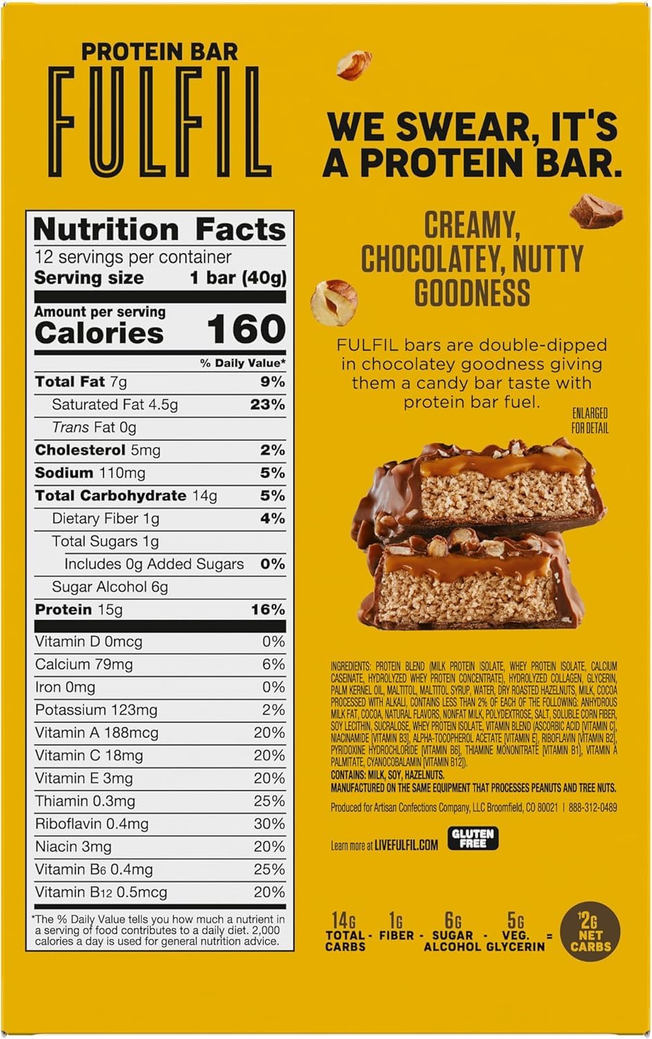 FULFIL Protein Snack Bars – Best Sellers Variety Pack (Gluten Free, 15g Protein, 12 Count)