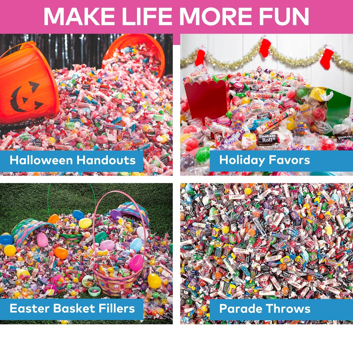 Fun Express Bulk Candy Variety Packs – Individually Wrapped Assorted Candy for Halloween & Party Favors (29 lb)
