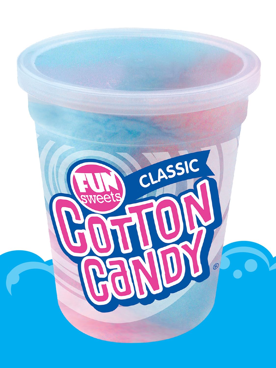 Fun Sweets Cotton Candy 12-Pack – Blue Raspberry & Cherry Swirl 1.5 oz Resealable Tubs for Parties & Easter