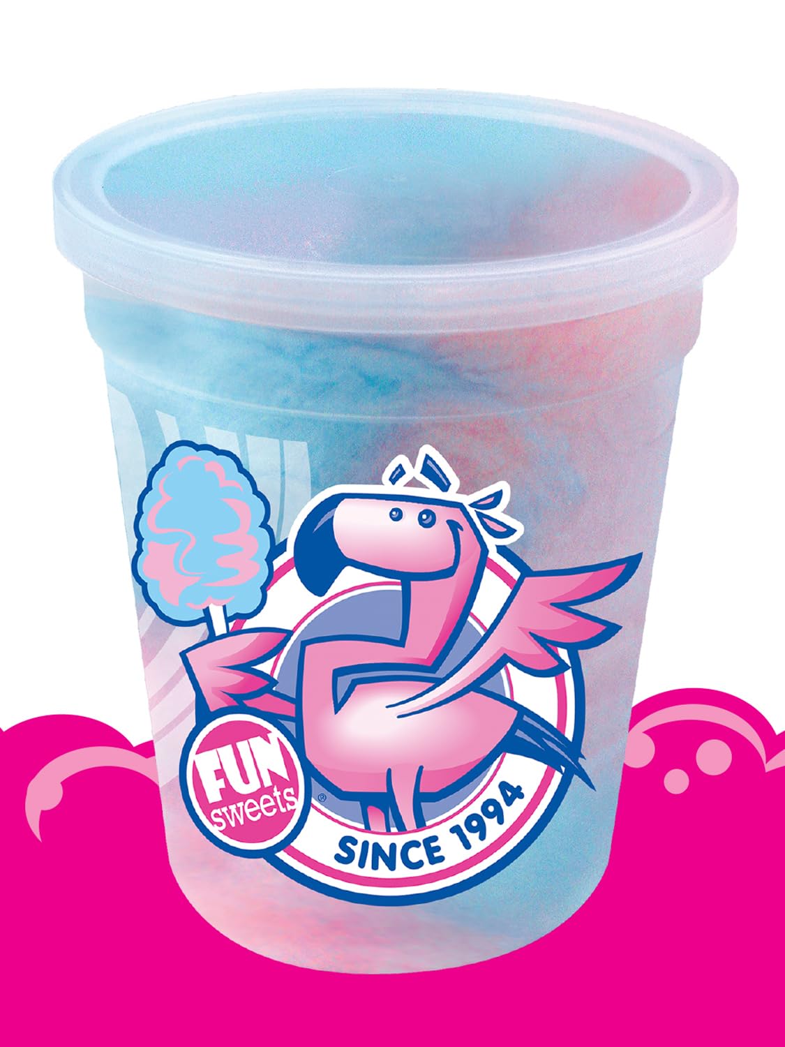 Fun Sweets Cotton Candy 12-Pack – Blue Raspberry & Cherry Swirl 1.5 oz Resealable Tubs for Parties & Easter