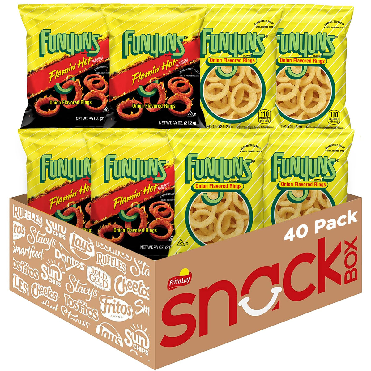 Funyuns Onion Flavored Rings Variety Pack – 0.75 oz Bags (Pack of 40)