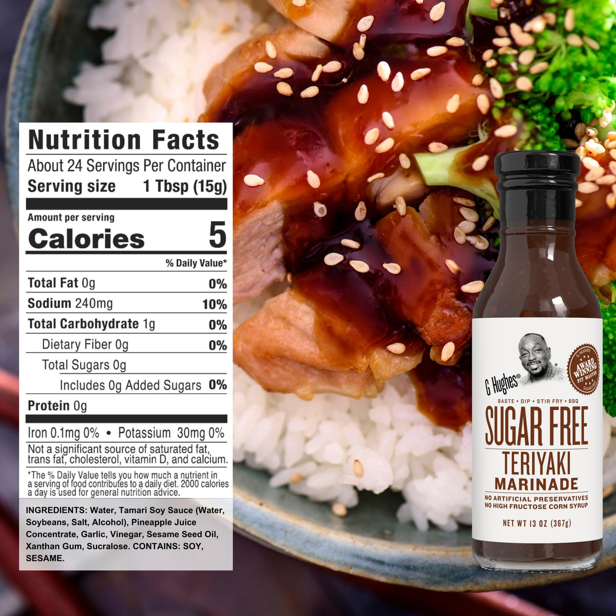 G Hughes Sugar Free BBQ Sauces 3-Pack: Hickory, Honey Mustard & Teriyaki