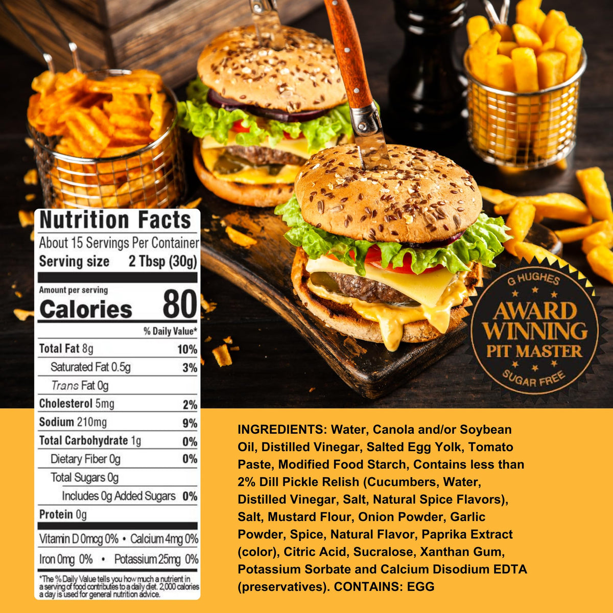 G Hughes Sugar Free Burger Secret Sauce - Gluten Free, 3-Pack, 16 oz