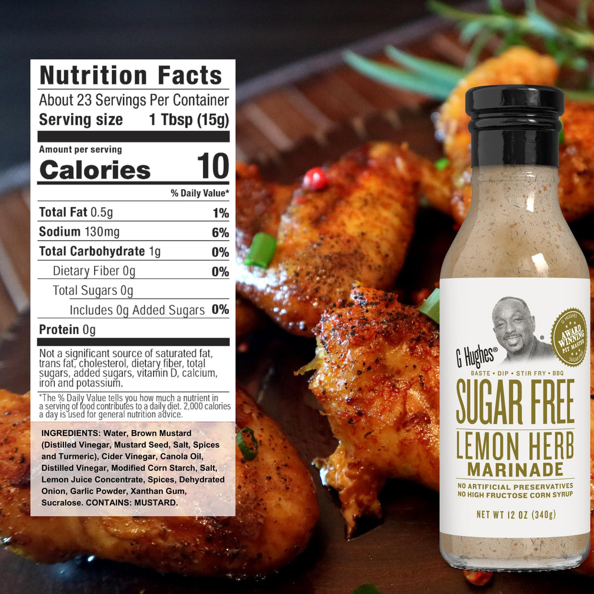 G Hughes Sugar Free Marinades Gift Set – Gluten Free & Low-Calorie Flavors (Lemon Herb, Teriyaki, Orange Ginger)