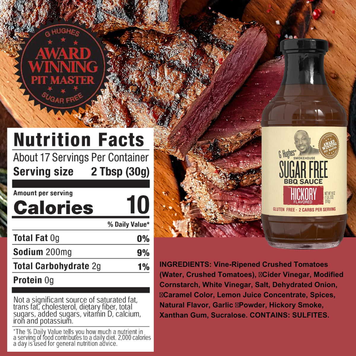 G Hughes Sugar Free BBQ Sauces 3-Pack: Hickory, Honey Mustard & Teriyaki