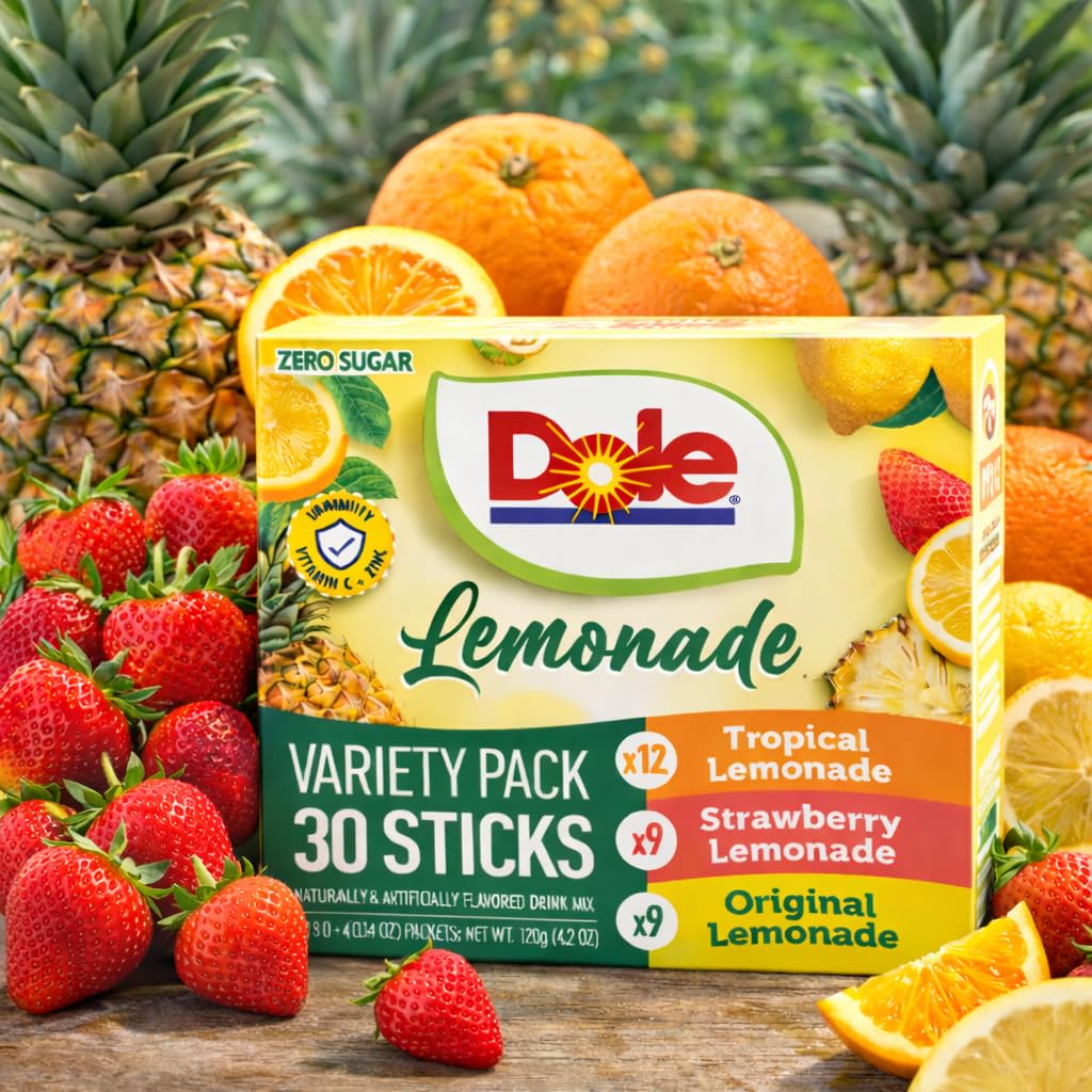Galley Grove Dole Lemonade Sugar-Free Drink Mix Variety Pack — 60 On-The-Go Packets + Breath Mints