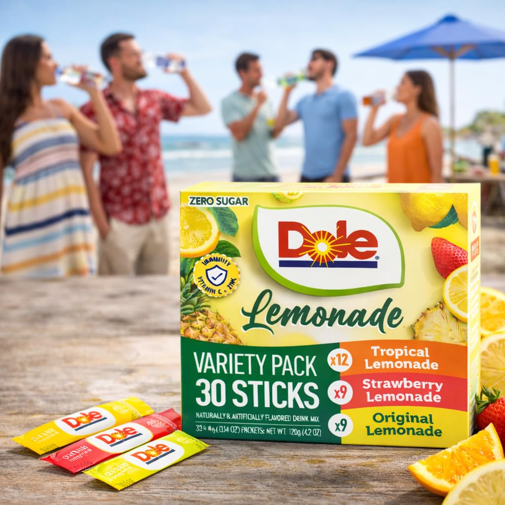 Galley Grove Dole Lemonade Sugar-Free Drink Mix Variety Pack — 60 On-The-Go Packets + Breath Mints
