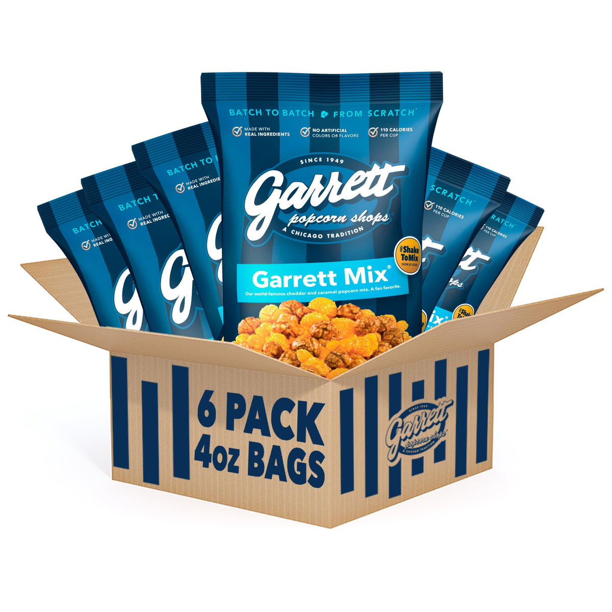 Garrett Popcorn Mix – 4 oz Bags (Pack of 6) | Classic Chicago Style Cheese & Caramel Gourmet Popcorn (Gluten Free)