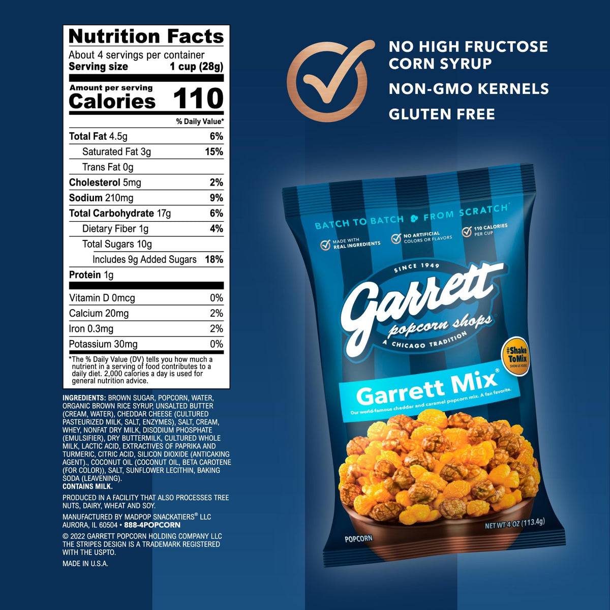 Garrett Popcorn Mix – 4 oz Bags (Pack of 6) | Classic Chicago Style Cheese & Caramel Gourmet Popcorn (Gluten Free)