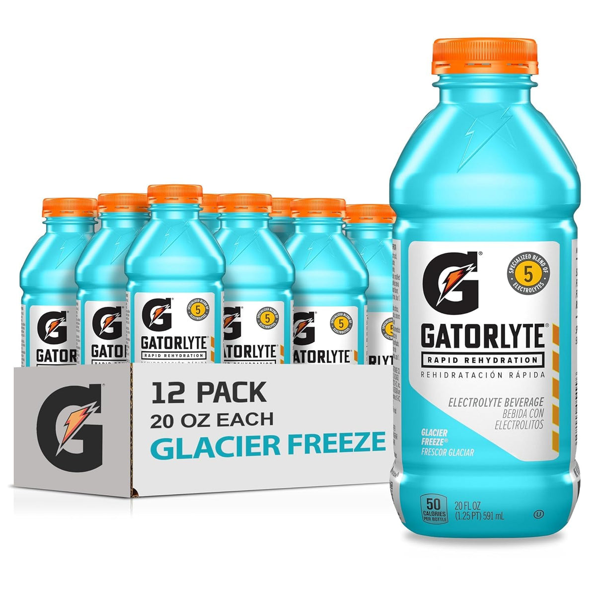 Gatorlyte Glacier Freeze Electrolyte Beverage — 20oz Bottles Pack of 12 | Rapid Rehydration