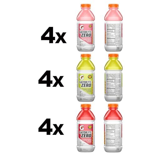 Gatorlyte Zero Rehydration Electrolyte Drink – 12 Pack, 20 fl oz Bottles, 3 Flavor Variety, Zero Sugar