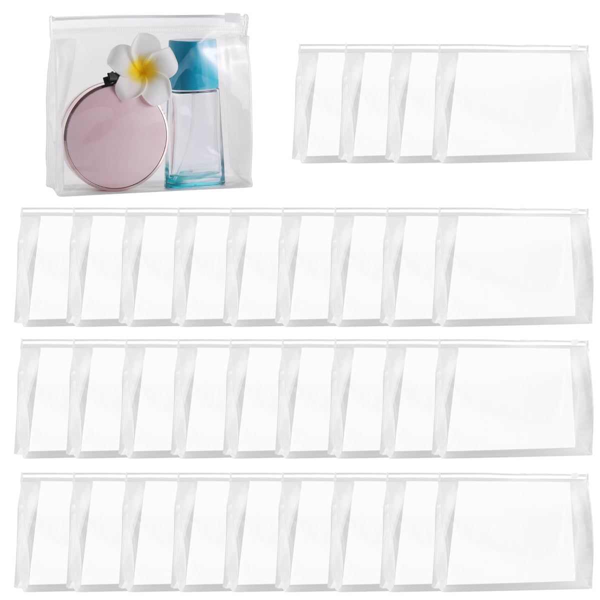 GAWBYET 50 PCS Mini Clear Makeup Bag,Small Clear Zipper Pouch Travel Bag for Toiletries Plastic Cosmetic Organizer Waterproof，for Swimsuit Bikini Travel Vacation(5.9 x 5.1 x 1.4 Inch)
