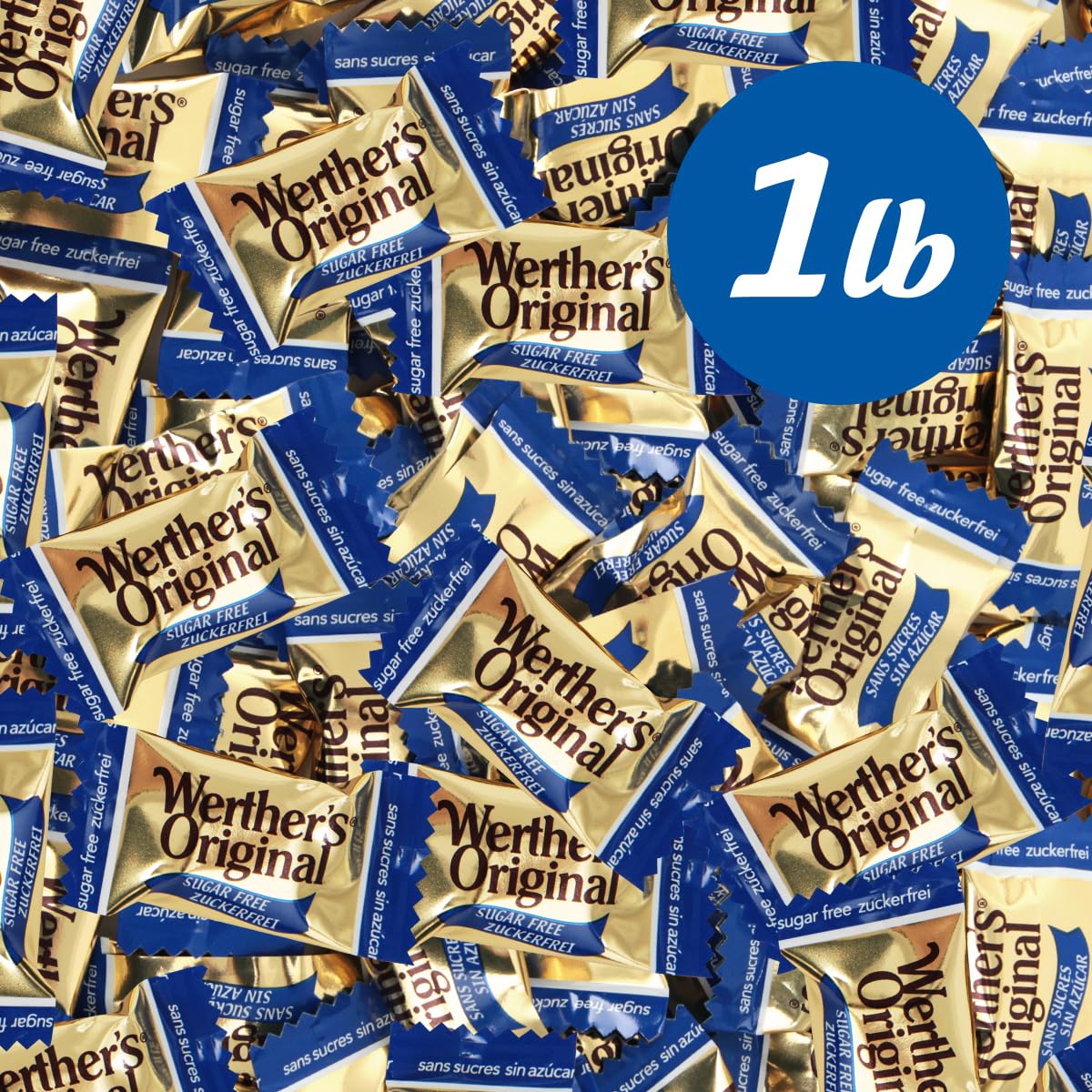 GEEOOLLAH Werther’s Original Sugar Free Caramel Bites – Creamy, Sugar-Free Candy 1lb