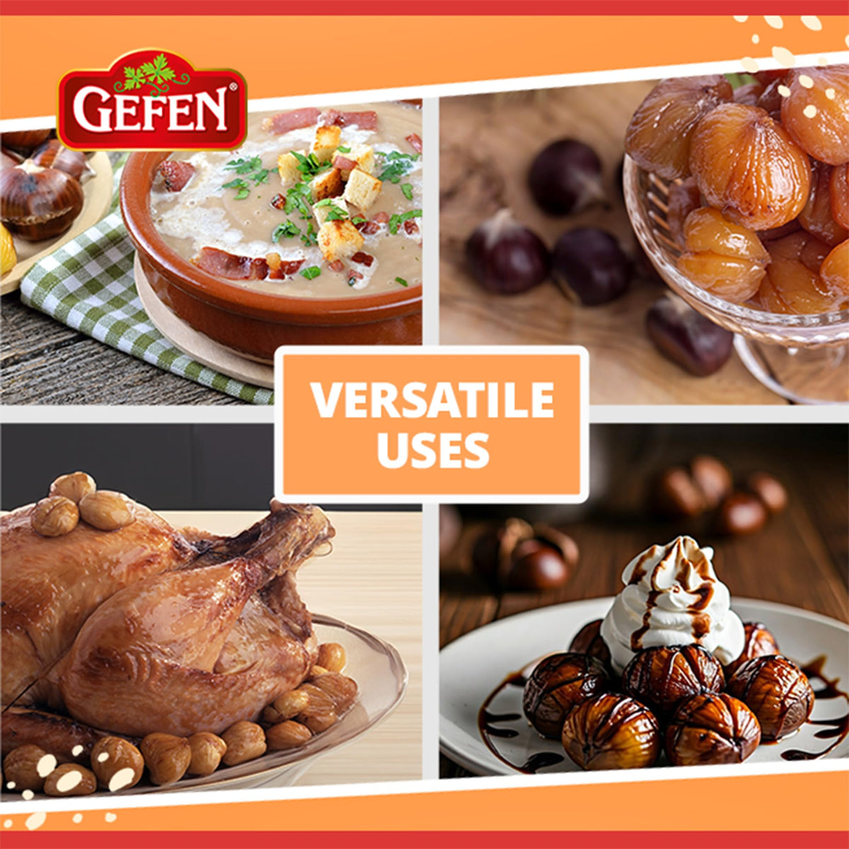 Gefen Organic Roasted & Peeled Chestnuts – 5.2oz, 12 Pack | Gluten Free & Kosher