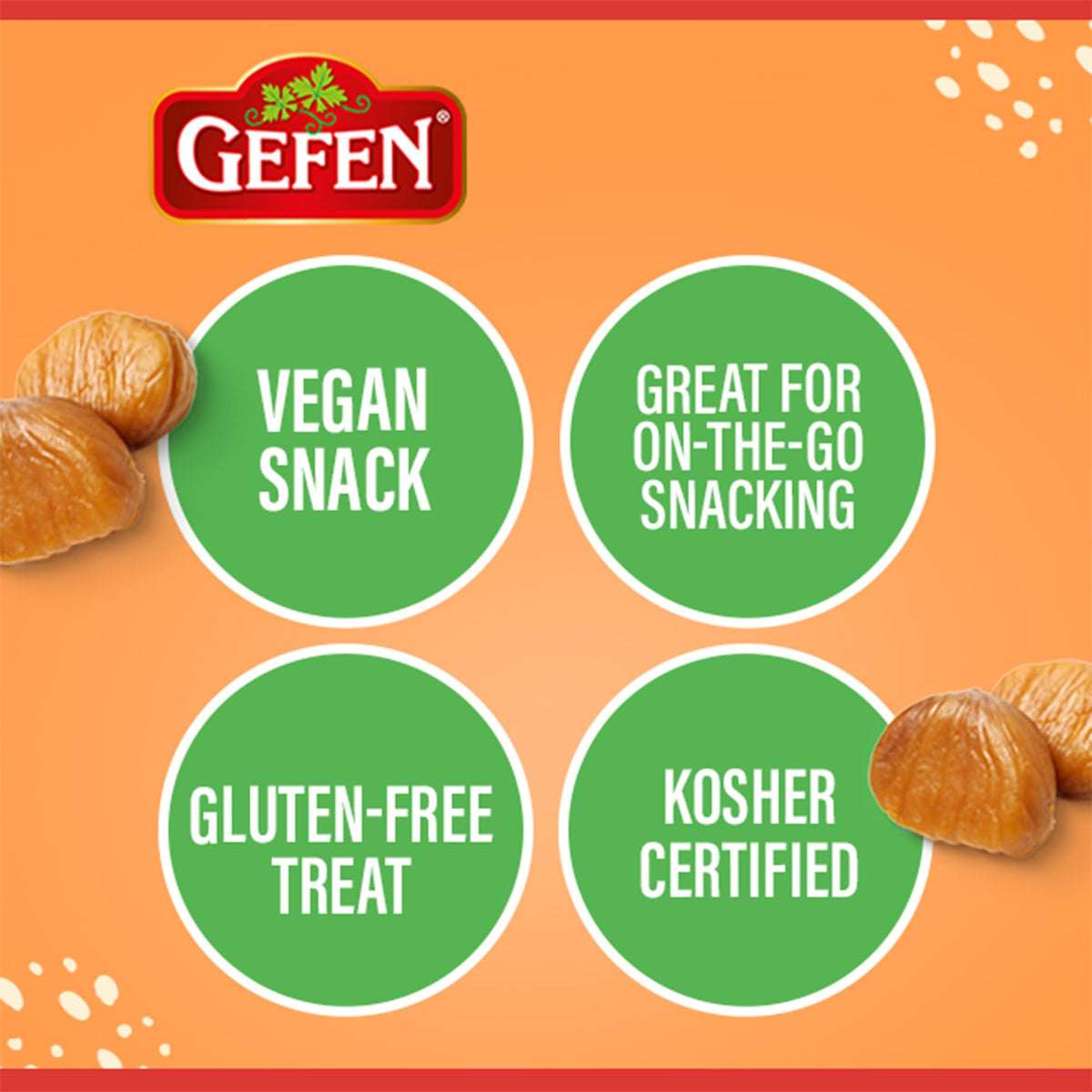 Gefen Organic Roasted & Peeled Chestnuts – 5.2oz, 12 Pack | Gluten Free & Kosher
