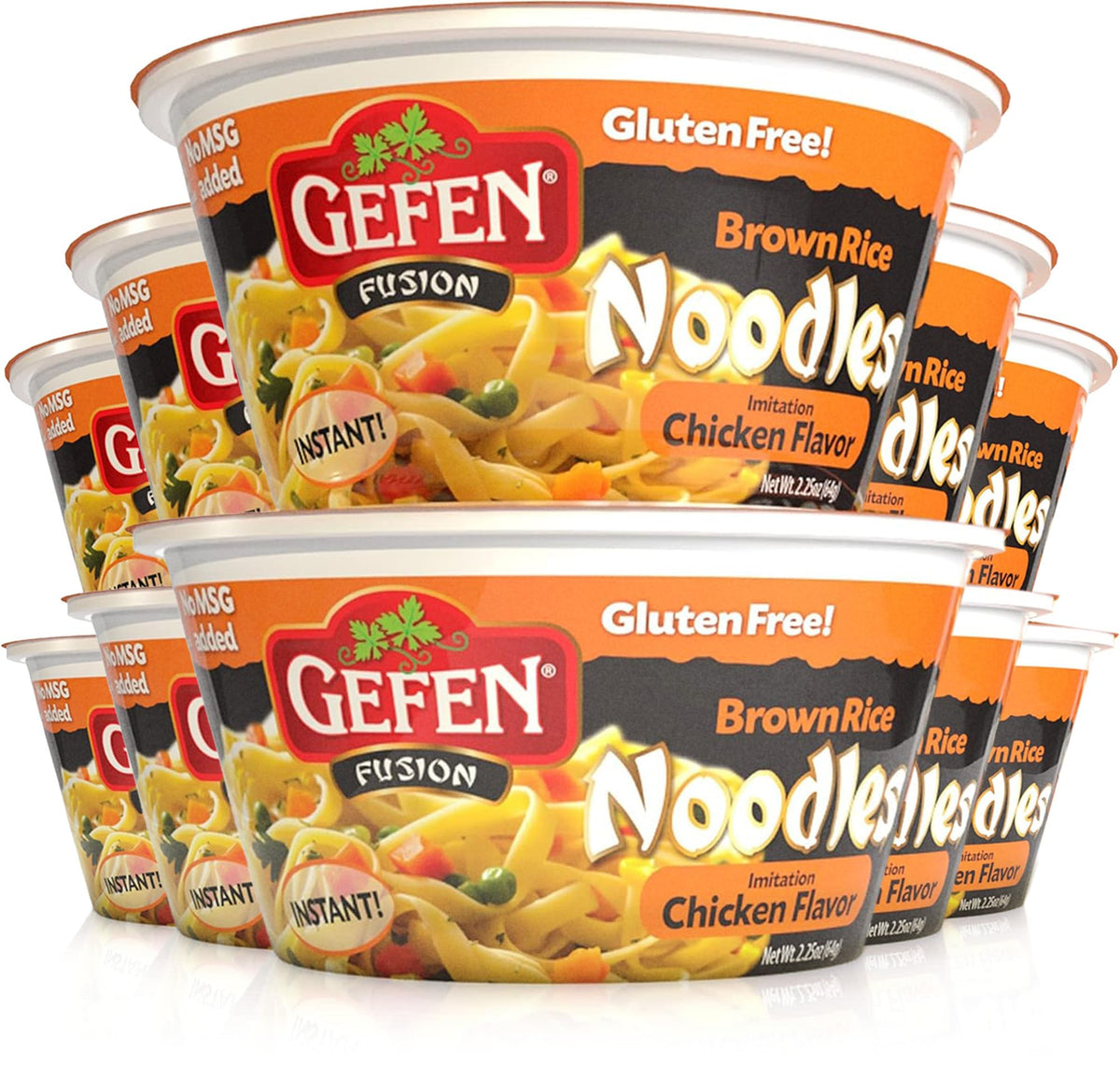 Gefen Brown Rice Gluten Free Instant Noodle Soup – Chicken Flavor, 12-Pack, No MSG Added, Ready in Minutes