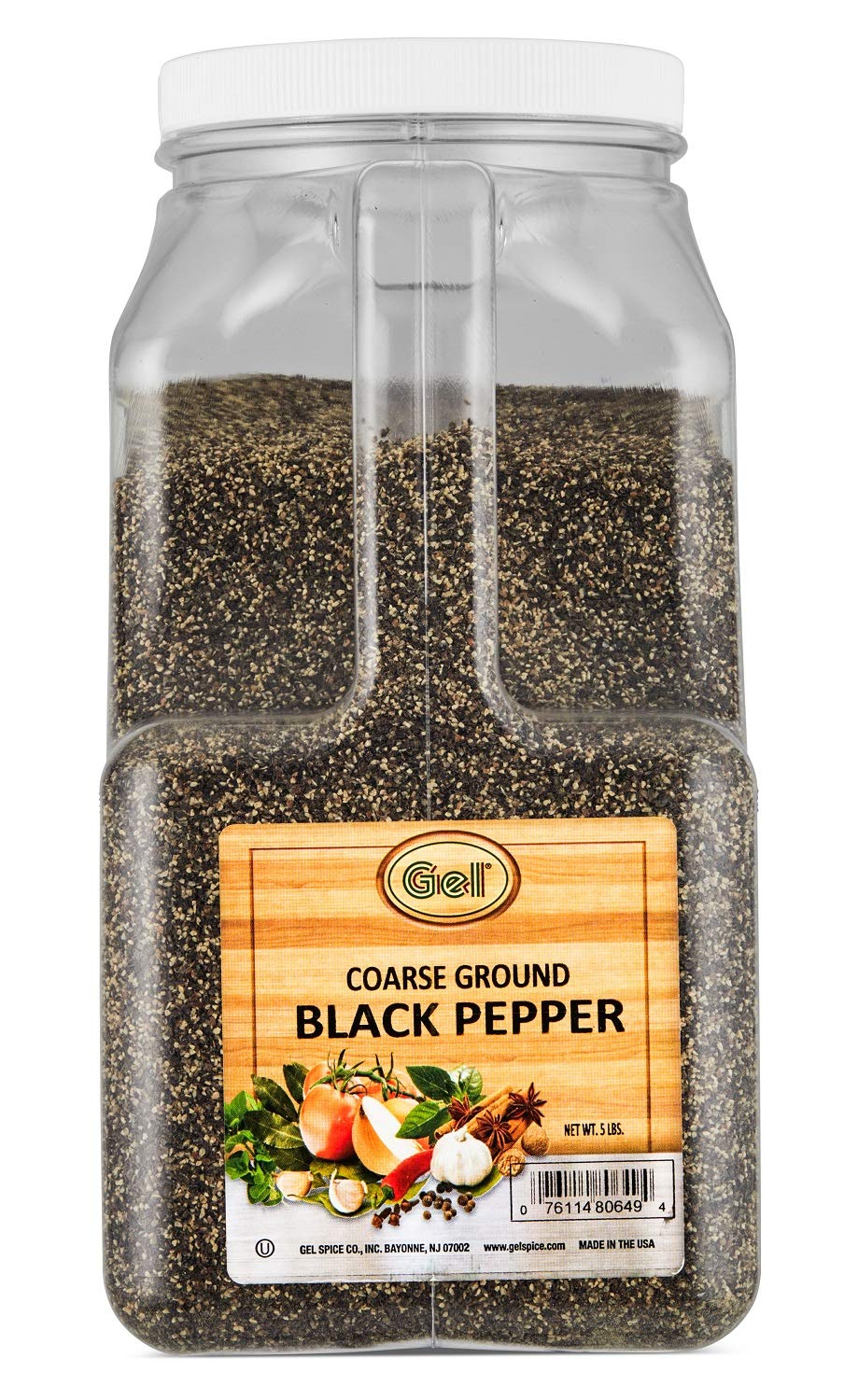 Gel Spice Coarse Ground Black Pepper 18-24 Mesh | 5 Lb Food Service Jar | Kosher