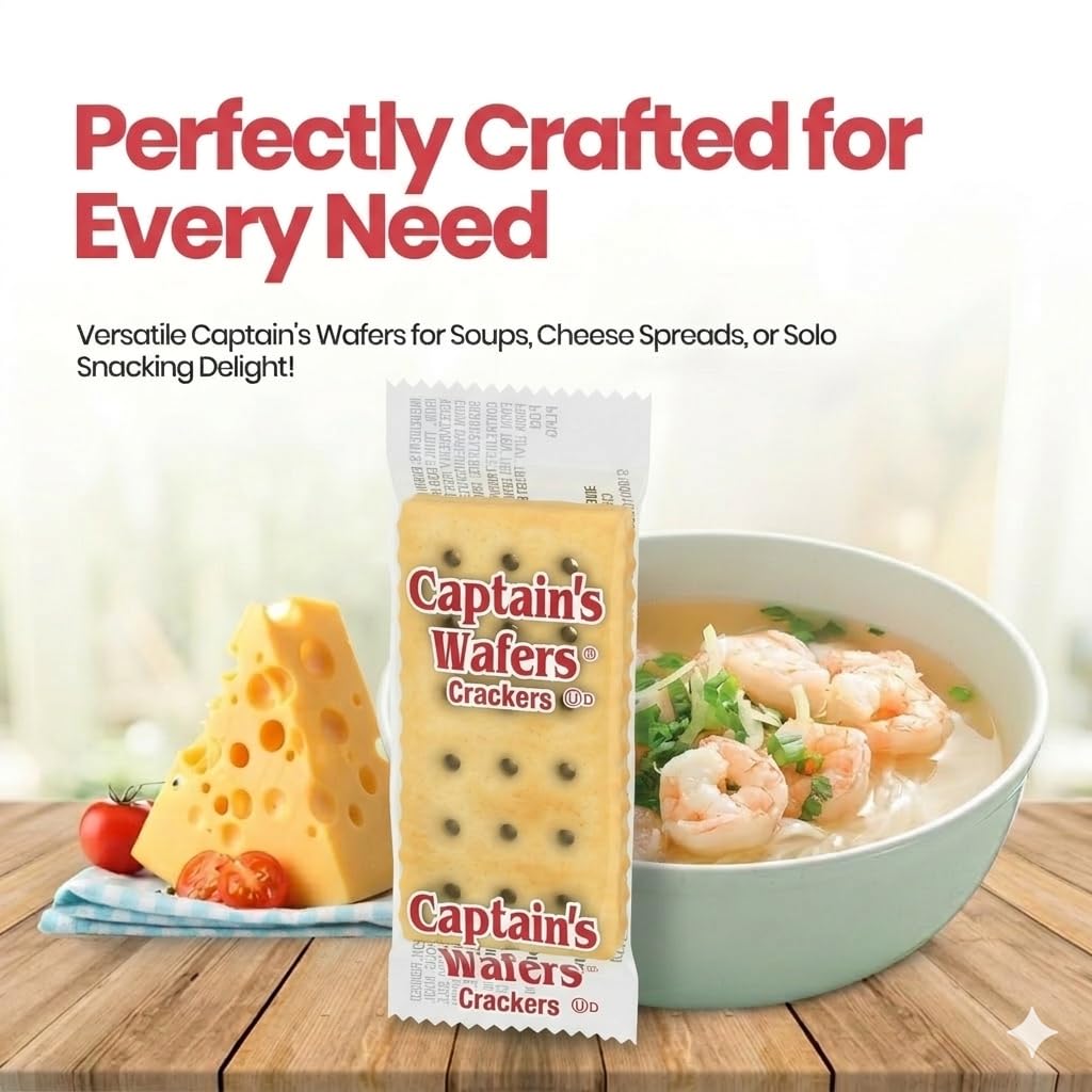 Captain’s Wafers Crackers Original Flavor – 0.23 oz, 100-Pack, Individually Wrapped, On-the-Go Snack