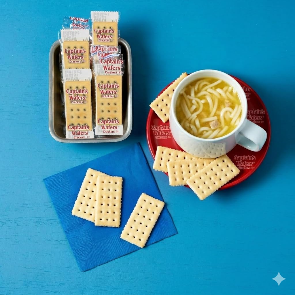 Captain’s Wafers Crackers Original Flavor – 0.23 oz, 100-Pack, Individually Wrapped, On-the-Go Snack