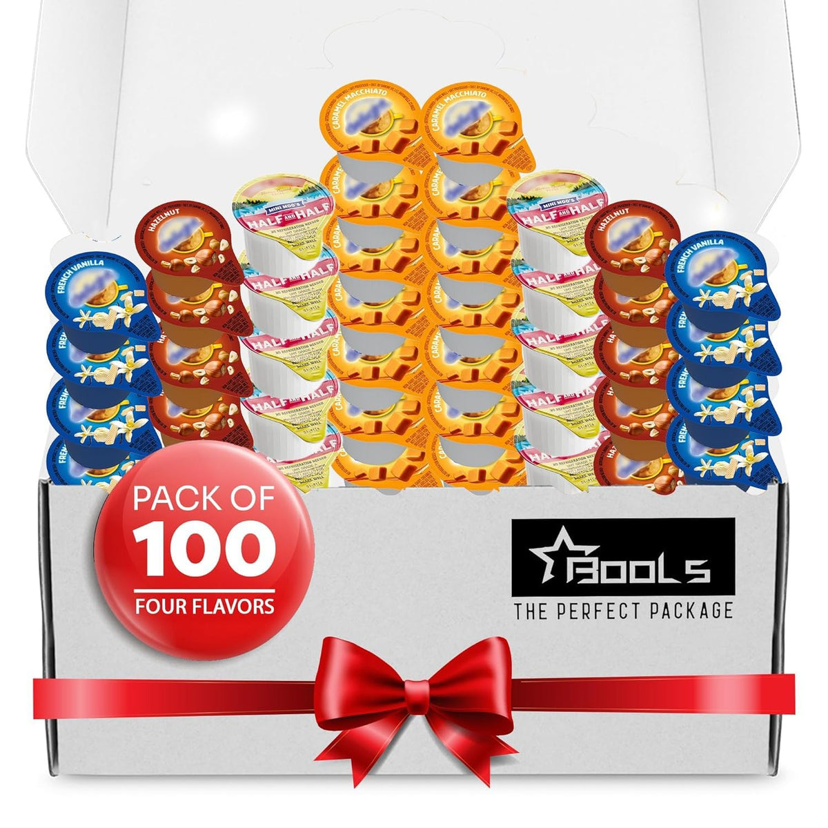 Generic Coffee Creamer Singles Variety Pack — 100-Count Four-Flavor Assortment (Packaged by Bools)