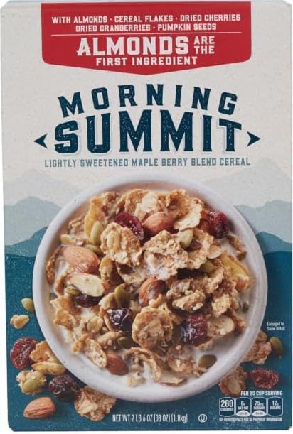 Morning Summit Granola Breakfast Cereal - 2 Pack, 38 oz Each | Crunchy Almond & Maple Berry Clusters