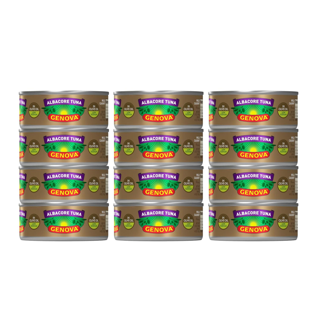 Genova Premium Albacore Tuna in Olive Oil – Low Sodium, Wild Caught, 5 oz Cans (Pack of 12)