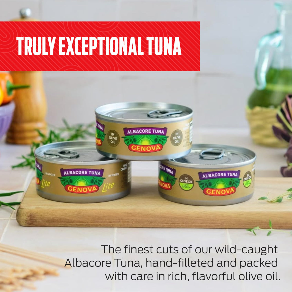 Genova Premium Albacore Tuna in Olive Oil – Low Sodium, Wild Caught, 5 oz Cans (Pack of 12)