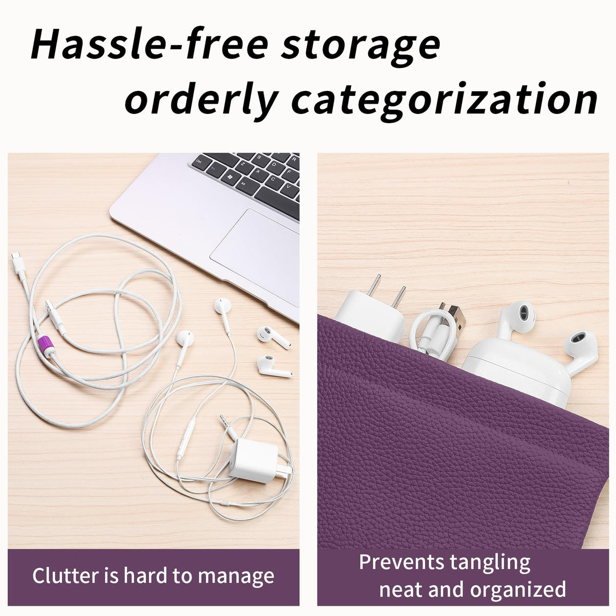 Genuine Leather Pocket Cosmetic Bag for Purse,Coin Purse Lipstick Cosmetic Accessories Travel Pouch for Storage Waterproof Portable No Zipper Self-closing Small Makeup Pouch (Purple)