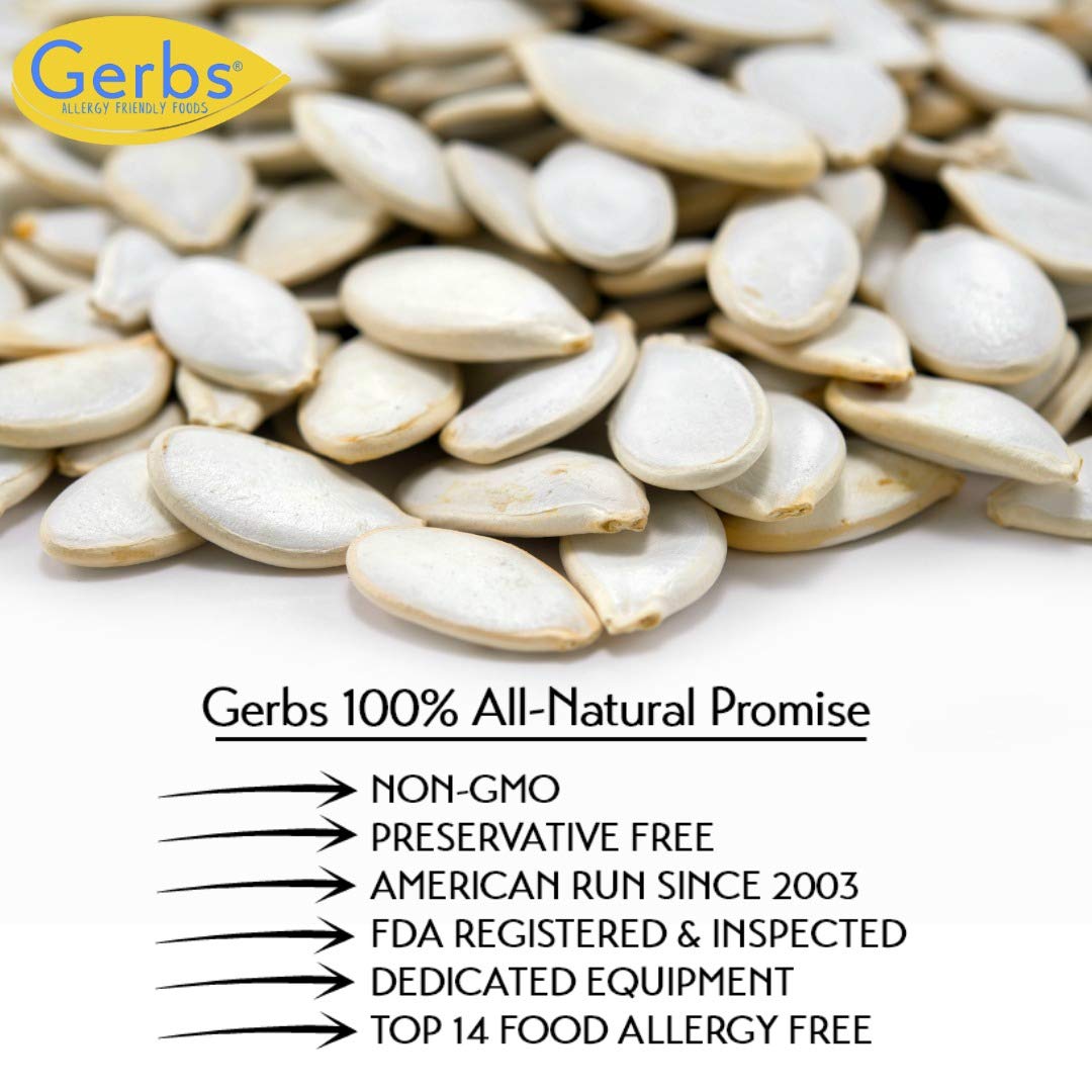 GERBS Jumbo Raw Pumpkin Seeds in Shell – 2 LBS, Allergen-Free, Non-GMO, Vegan & Kosher