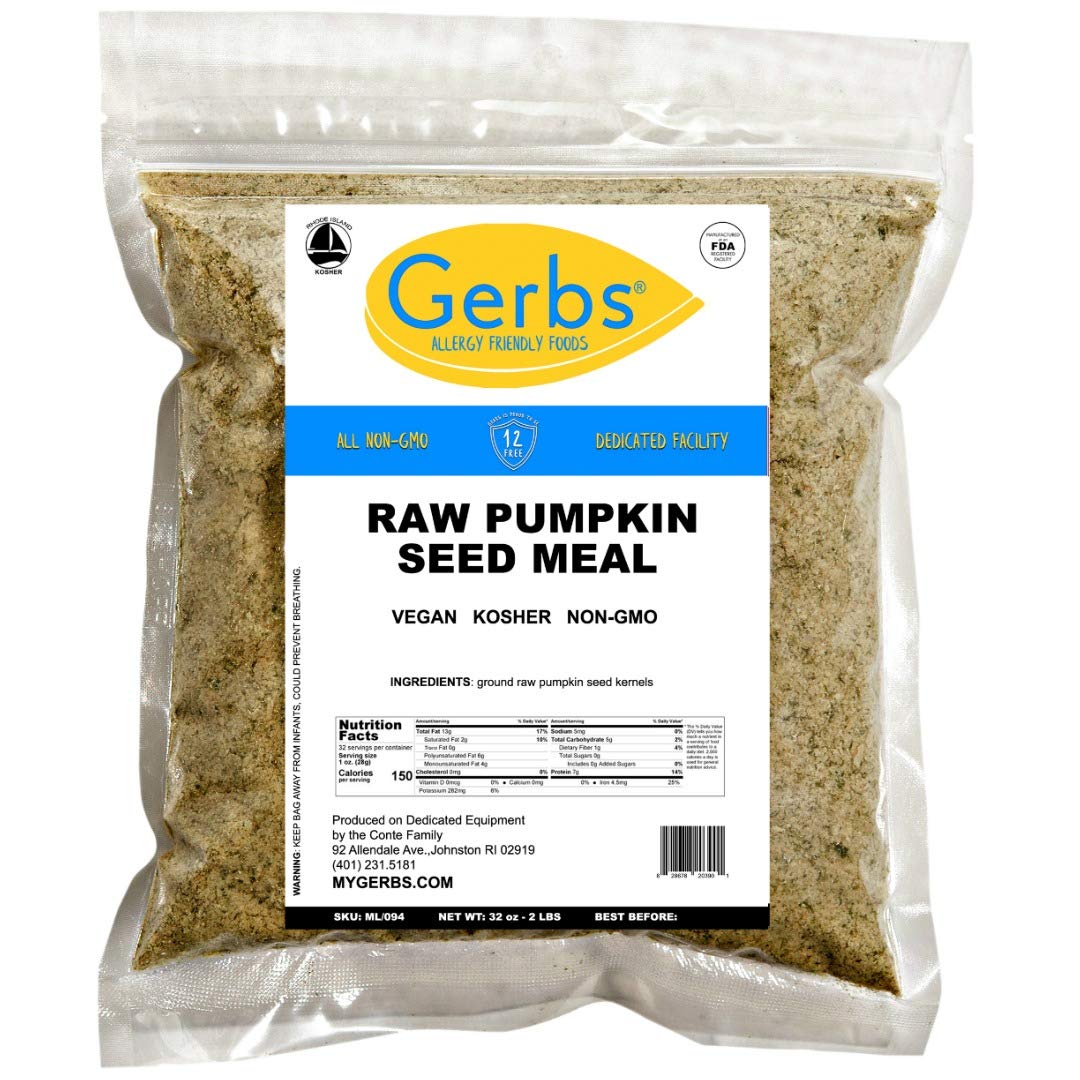 GERBS Ground Pumpkin Seed Meal, 2 LBS - Allergen-Free, Non-GMO, Vegan & Keto Safe