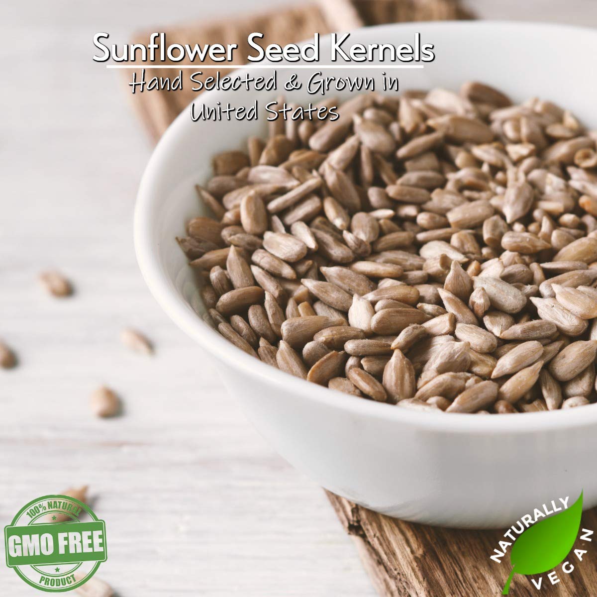 Gerbs Raw Sunflower Seed Kernels, 4 lb – Allergen-Free, Resealable Bag, Mild & Crunchy