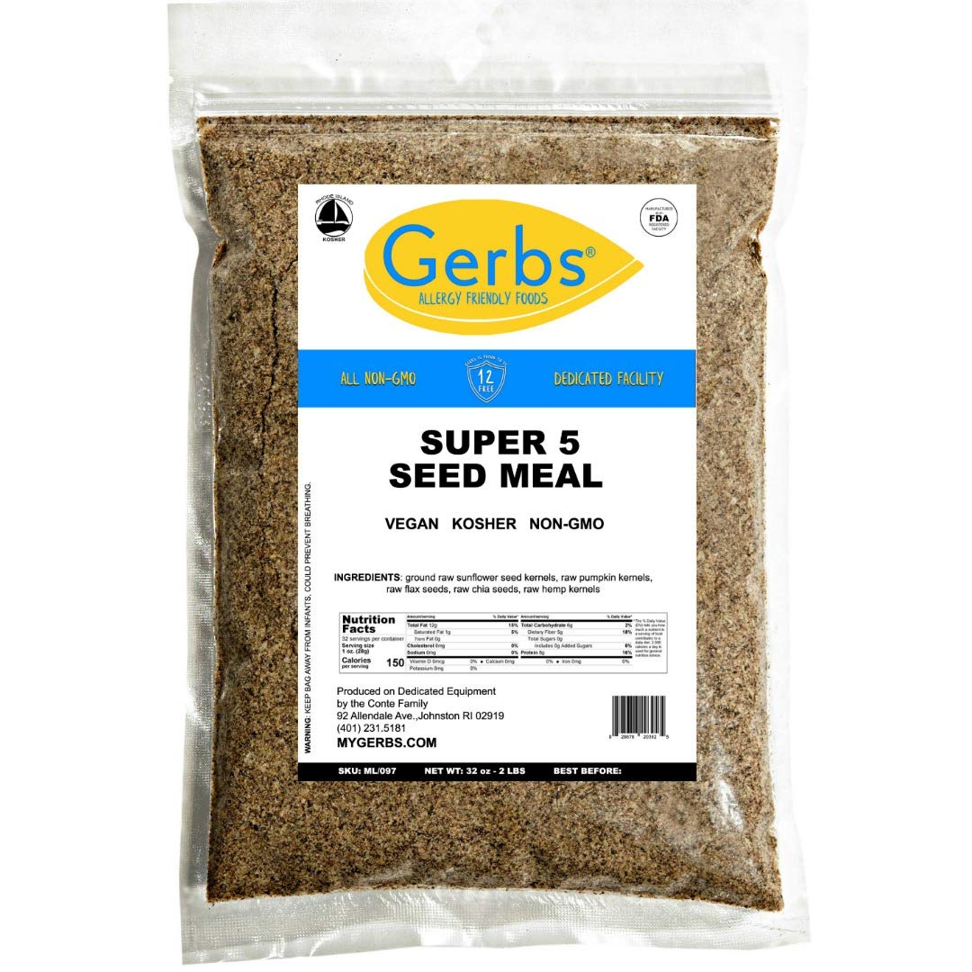 GERBS Gerbs Super 5 Seed Meal 2 lbs – Allergen-Free, No Additives, Resealable Bag | Nutty & Hearty for Baking & Smoothies